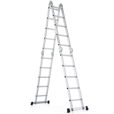 19ft 7-in-1 Multi-Purpose Scaffold Ladder, Foldable Aluminium Extension Ladder with Anti-Slip Feet