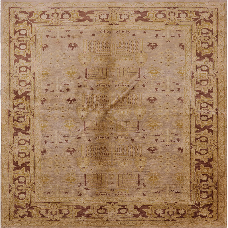 Tapis oriental beige / brun, Carré 8 pi