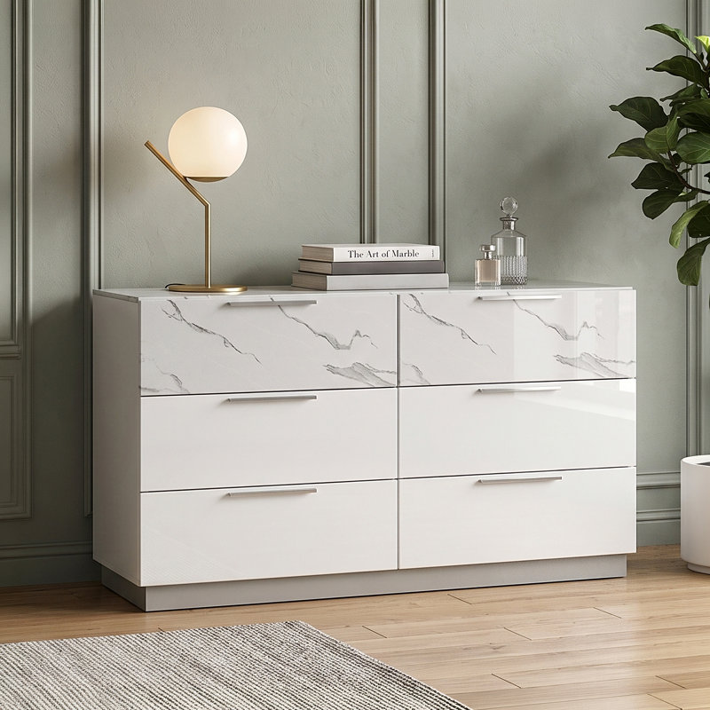 Commode 6 tiroirs Woodbridge - blanc