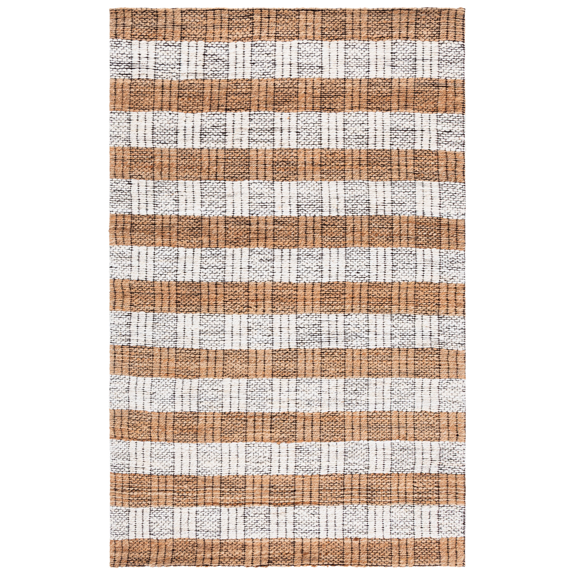 Natural Fiber Hand Woven Jacquard Performance Striped Indoor Rug, 5'-0" X 8'-0" Rectangle