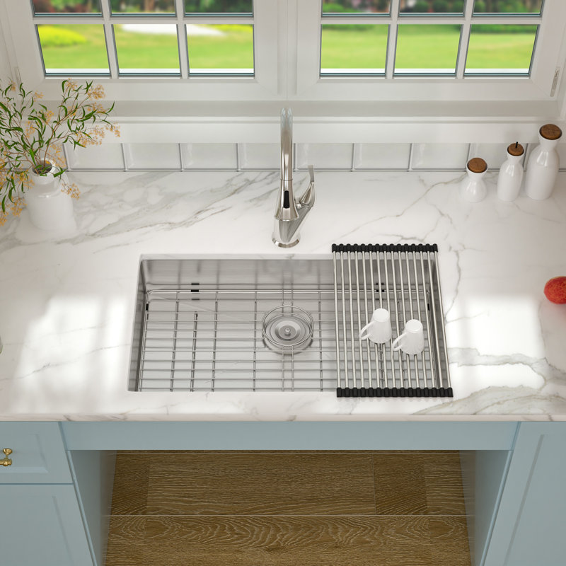 ADA Sink 30" x 18" x 5-1/2" Undermount Kitchen Sink 16 Gauge Stainless Steel Single Bowl ADA Kitchen Sink