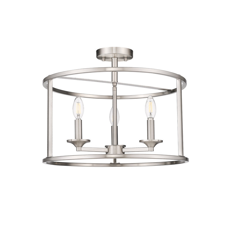 Plafonnier semi-encastré 3 lumières 18 po Demaryius, Nickel