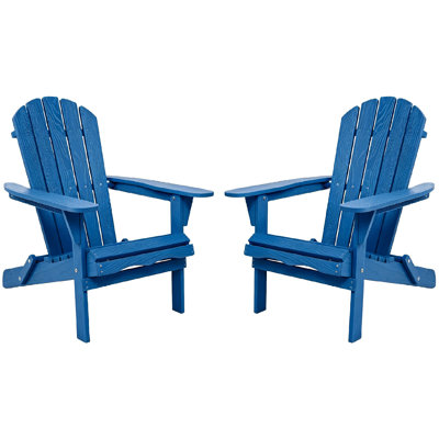 Chaise Adirondack pliante en bois massif, chaise longue de patio en grain de bois gaufré, double couche résistante aux intempéries, semi-pré-assemblée pour la cour de jardin