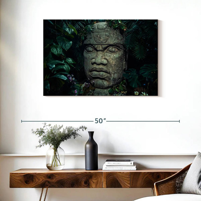 Tête Leisha Mayan Olmec, H 24 po x l 36 po