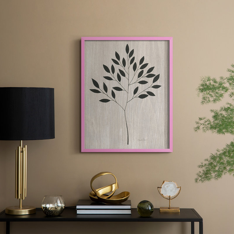 «Leaves and Wood I», reproduction encadrée - bois massif, H 15 po x l 12 po, Rose