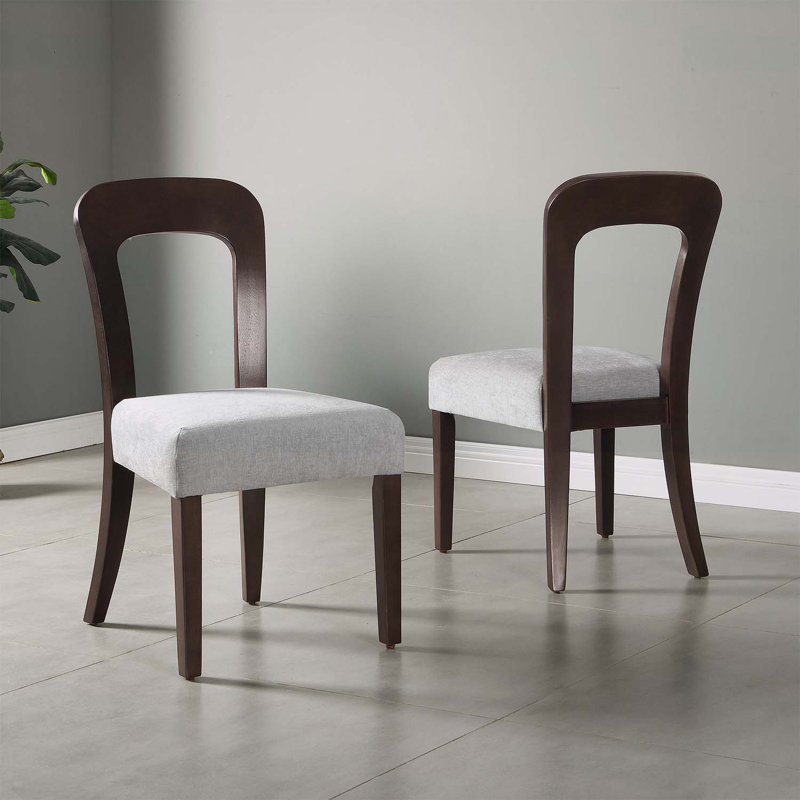 Dining Chairs Set of 2, Brown, Gray Fabric