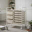  Chariot de rangement roulant 9 tiroirs avec tiroirs en PP et structure en métal robuste, beige-1210422700