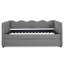 Lit de jour double en vichy double avec couchette simple sans sommier, avec port USB et adorable tissu en forme de vague