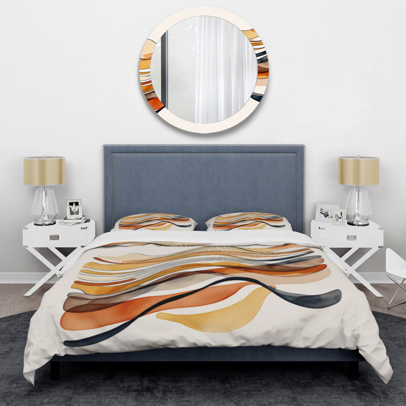 Burnt Orange Waves Abstract I BeddingMicrofiber / Polyester Duvet Cover Set, Twin Duvet Cover + 1 Standard Sham