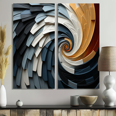 Geometric Spiral III - Orange, reproduction d'art moderne sur toile 2 pièces