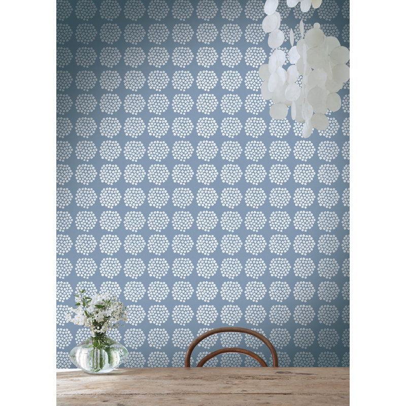 Puketti 18' L x 20.8" W Peel and Stick Wallpaper Roll, Blue/White