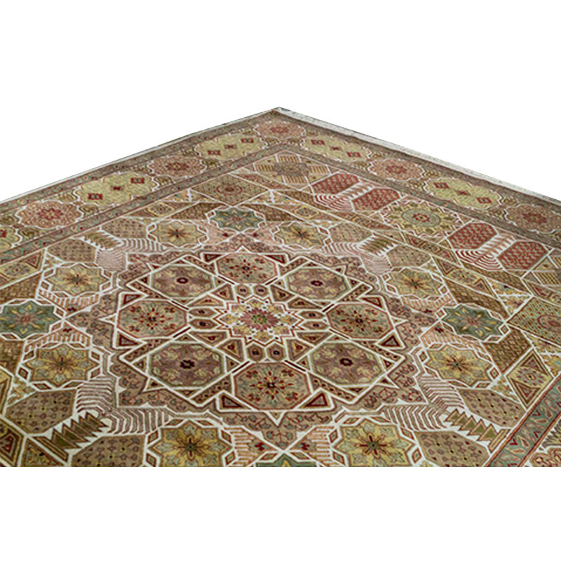 Tapis ivoire et ivoire noué à la main de haute qualité
