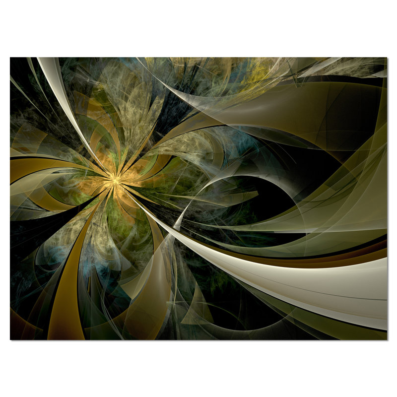 Reproduction d’art sur toile tendue, doré et argent, grande fleur fractale, H 8 po x l 12 po x P 1 po
