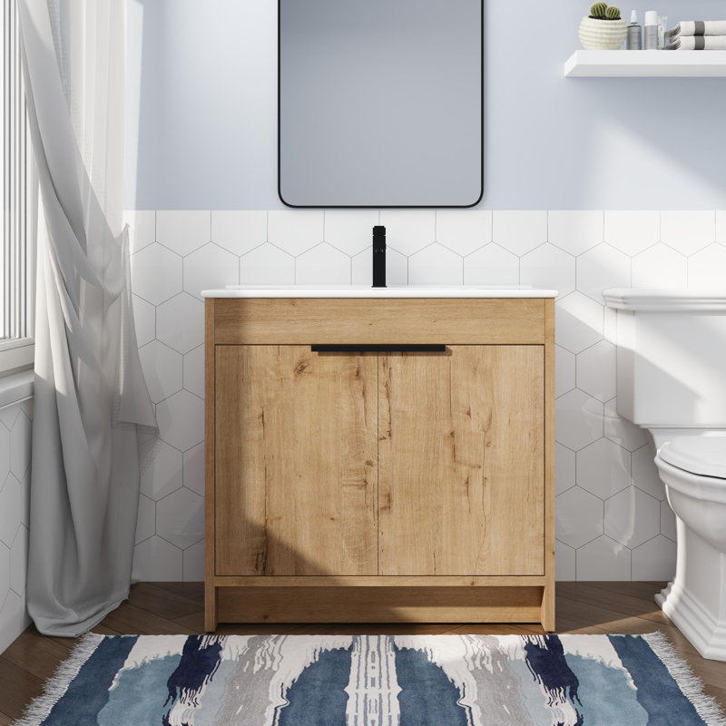 36' Single Freestanding Bathroom Vanity with Ceramic Top