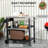 Movable Outdoor Bbq Cart, Stainless Steel Tabletop, 38.29"L X 25.5"W 33"H, With Side Handle, Black Multifunctional Cooking Table, Top, 33" Height, Hooks,