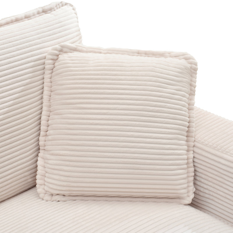 Canapé modulaire en forme de L 83 po avec porte-gobelets et ports USB, Velours côtelé beige