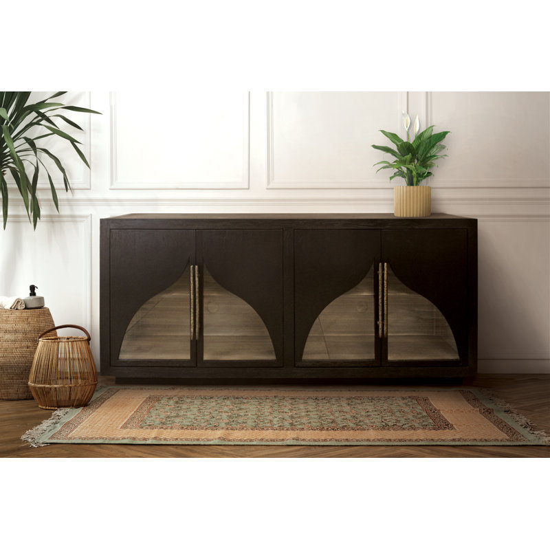 Kate 4-door Solid Wood Sideboard With Acacia Wood, Dark Brown
