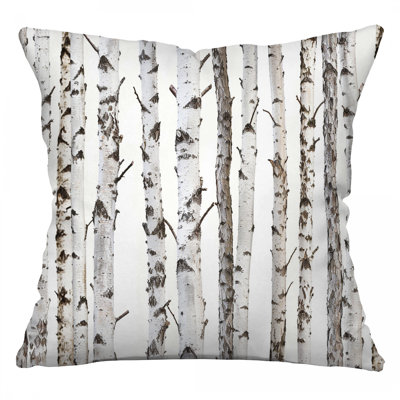 Birch Trees Nature Microsuede Reversible Throw Pillow