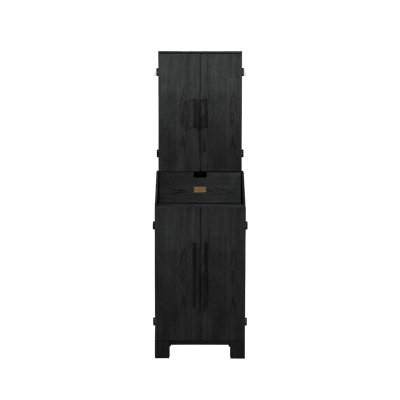 American Heritage Alta Standup Dartboard Cabinet – Freestanding Wood Design with Built-In Dart Storage, Scoreboards & Shelving, Black Ash Finish