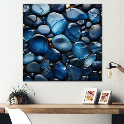 Blue Sapphire Zen Stones - Spiritual Stone Metal Wall Art