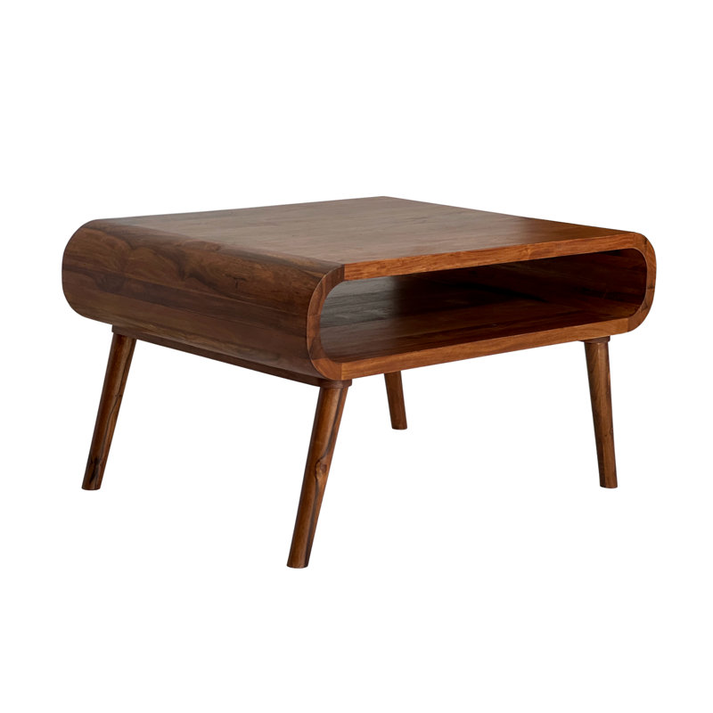 Fineman Solid Wood Four Leg Coffee Table with Storage, 45" x 80" x 60", Honey