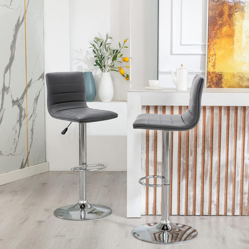 Ensemble de 2 tabourets de bar Juddson, Gris, Argent argent