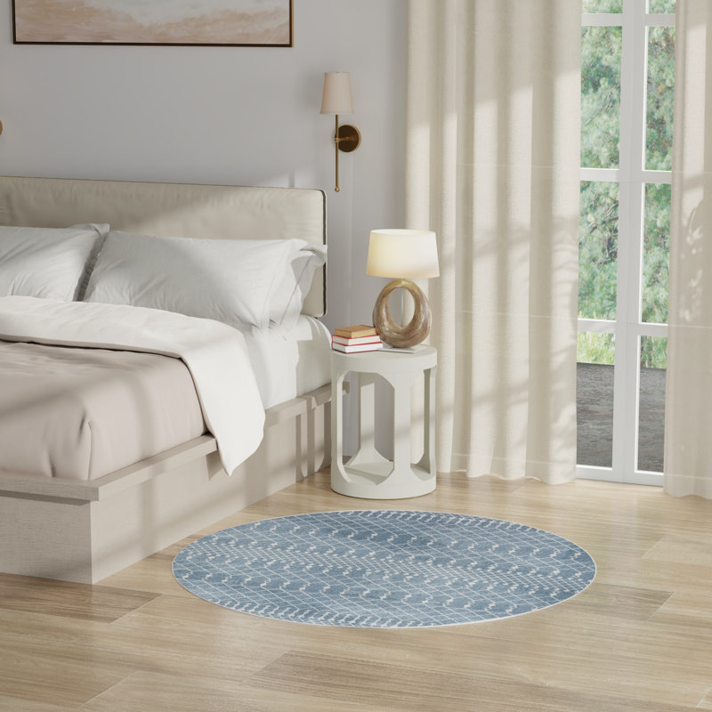 Kittie Washable Moroccan Indoor Rug, Round 5'3"