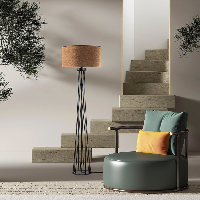68.78'' Black Traditional Floor Lamp, Yellow
