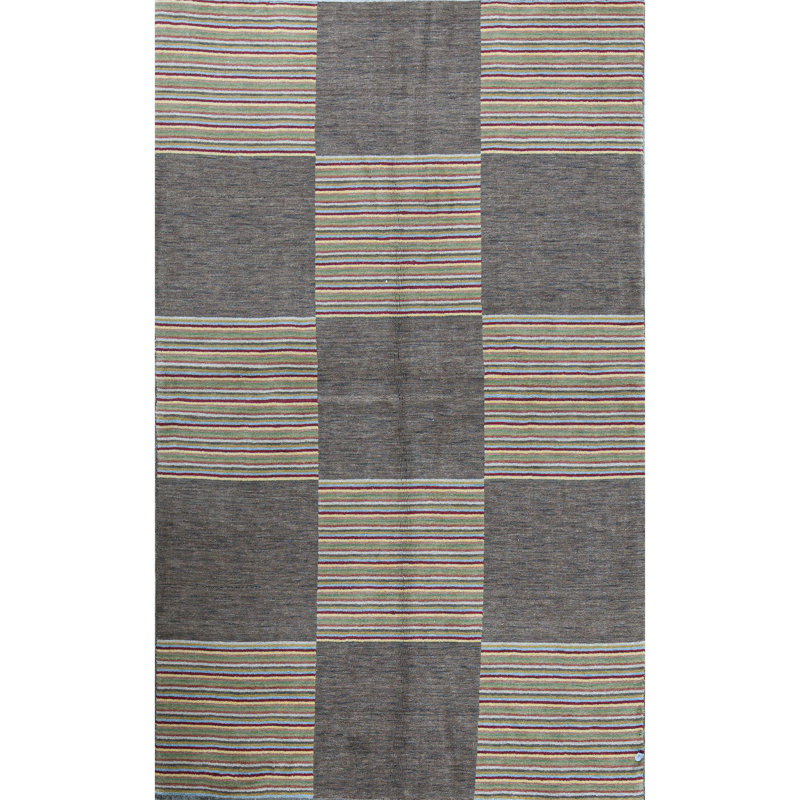 Wool Geometric Area Rug in Beige