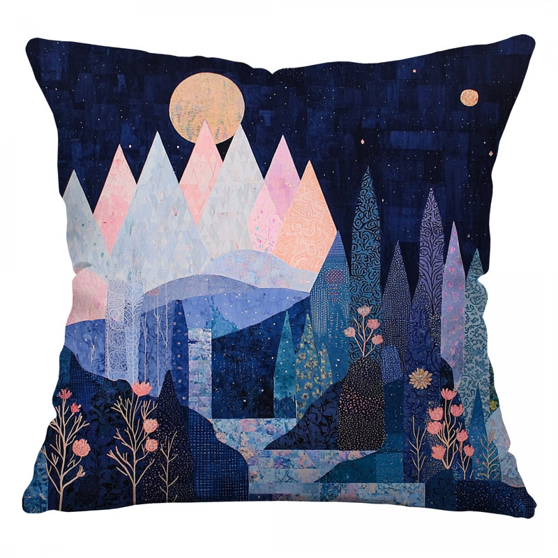 Coussin montagnes, sergé Nature, Carré 20 po