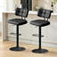 Tabourets de bar pivotants de 19,3 po de largeur, recouverts de similicuir, hauteur de comptoir réglable, avec repose-pieds, coussin épais et dossier incurvé (ensemble de 2)-1698309269