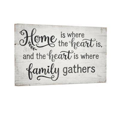 Texte et chiffres «Home Is Where The Heart Is» et «The Heart Is Where Family Gathers»