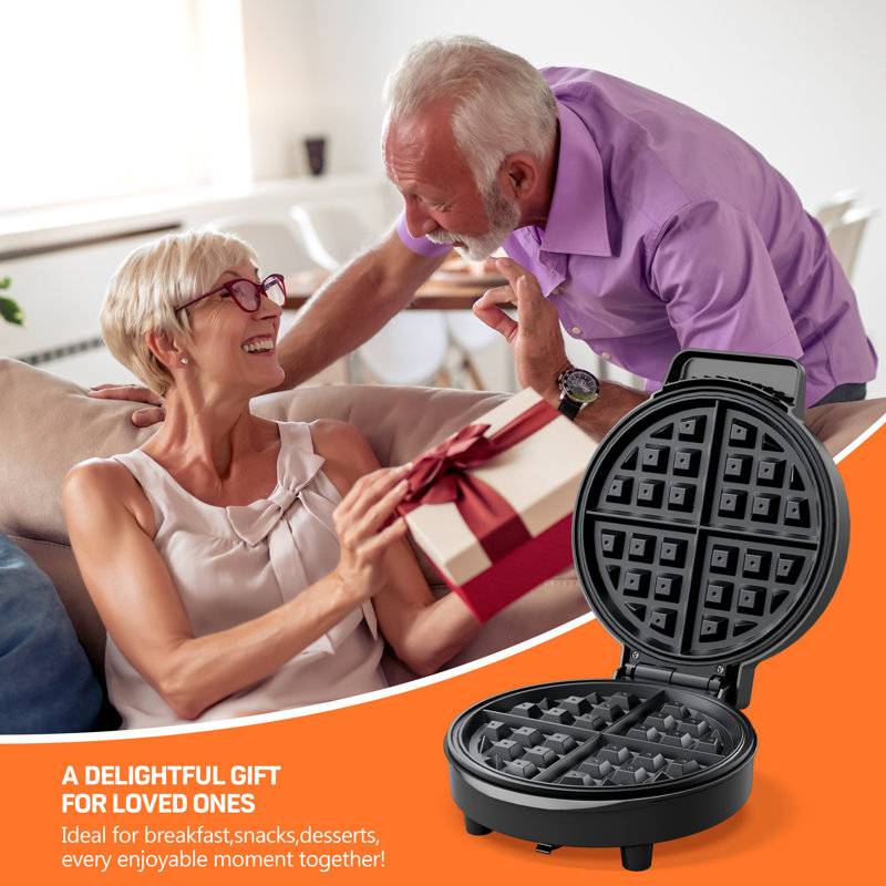 Waffle Maker, 8'' 4-Slice, 1000W Powerful Fast Heating, Non-Stick Coating, Easy to Clean, Cool-Touch Handle, Indicator Lights, Perfect for Breakfast & Snacks