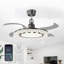 Ventilateur de plafond moderne rétractable de 42 po avec lumières DEL, pales invisibles, télécommande et commande APP, ventilateur de plafond à intensité variable 3 couleurs pour le salon