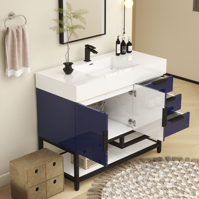 Ensemble de meuble-lavabo simple l 42 po, Bleu marine