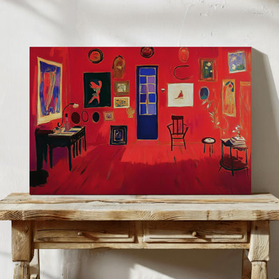 The Red Studio Art Print - reproduction abstraite de peinture à l'huile abstraite, décoration murale moderne Mid-Century pour le salon ou la galerie