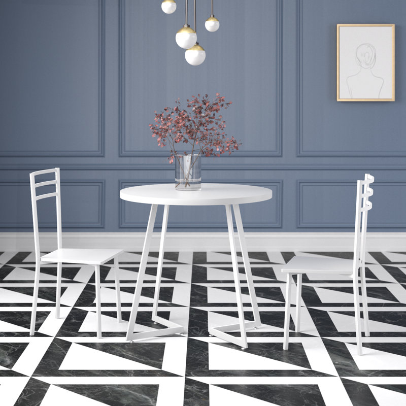 Kilwin 3-Piece Round Dining Set, White