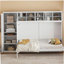 Grand lit mural avec armoire, blanc