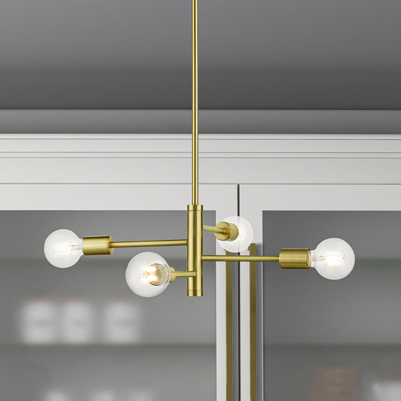 Lustre tambour moderne à 4 lumières Jeffries, Laiton satiné