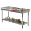 Table de travail en acier inoxydable de 48 po x 24 po, table de préparation commerciale certifiée NSF avec dosseret à trois côtés et tablette réglable, poste de travail en métal robuste pour le bureau de la cuisine et de l'hôtel