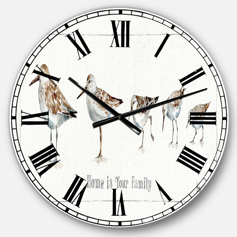 Pebbles and Sandpipers Family - Horloge murale traditionnelle, Surdimensionné