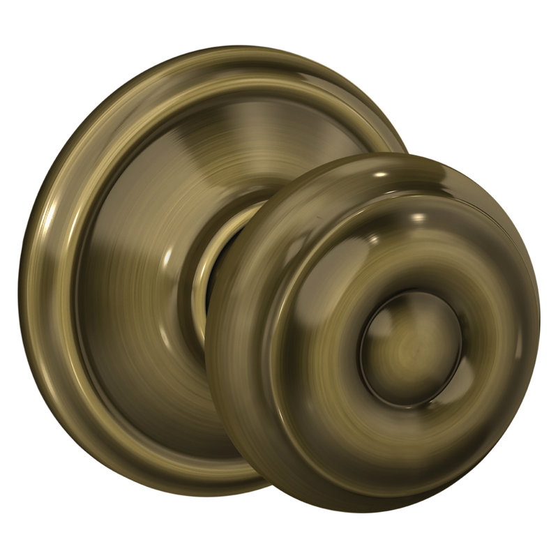 Georgian Passage Knob Hall and Closet Lock, Antique Brass