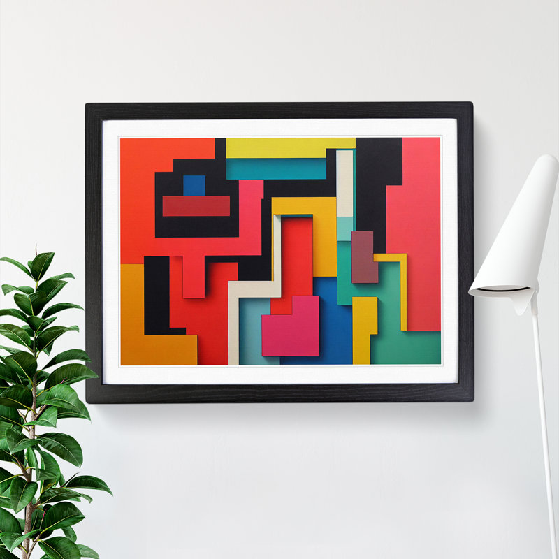 Abstract Block Colour Vol.1 - Framed Print, 25cm H x 34cm W x 2cm D, Black