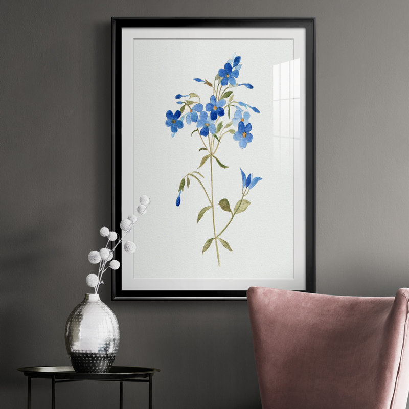 «Blue Blossom Botanical II» - peinture encadrée, H 26,5 po x l 36,5 po x P 1,5 po, Noir