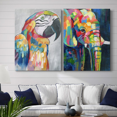 «Vibrant Parrot», ensemble de 2 reproductions d'impressions