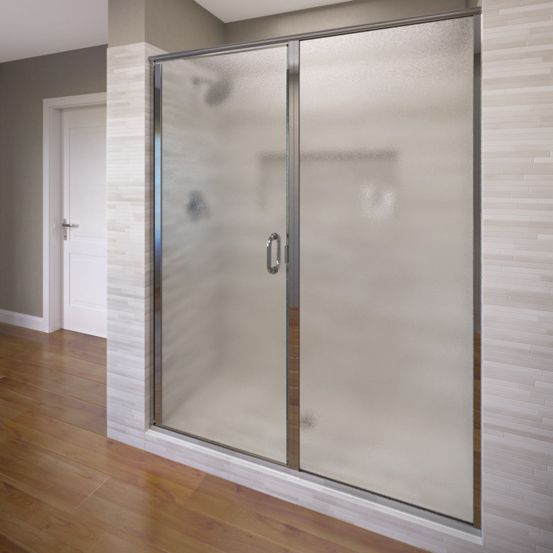 Infinity - W x 68.63'' H Pivot Door Framed Shower Door with, Silver, AquaGlideXP Clear