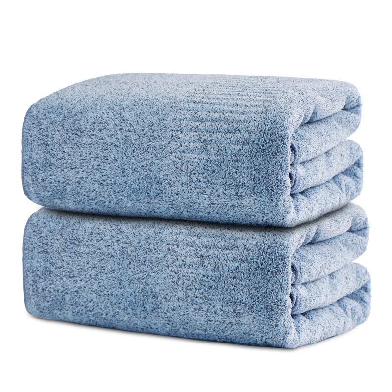  Extra Absorbent Quick Drying Lightweight Fiber 35*63 inches Large Bath Towel Set (Set of 2), Light Blue