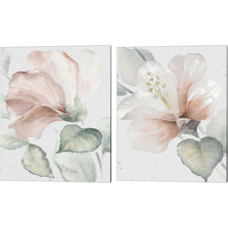 " Neutral Hibiscus I & II " 2 - Pieces