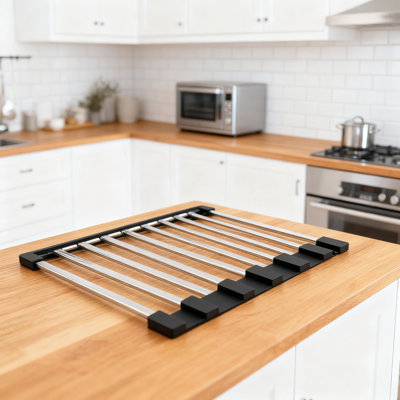 Roll-Up Dish Drying Rack Over The Sink - Space Saving Stainless Steel Dish Drainer With Heat Resistance For Kitchen Counter, RV & Camper