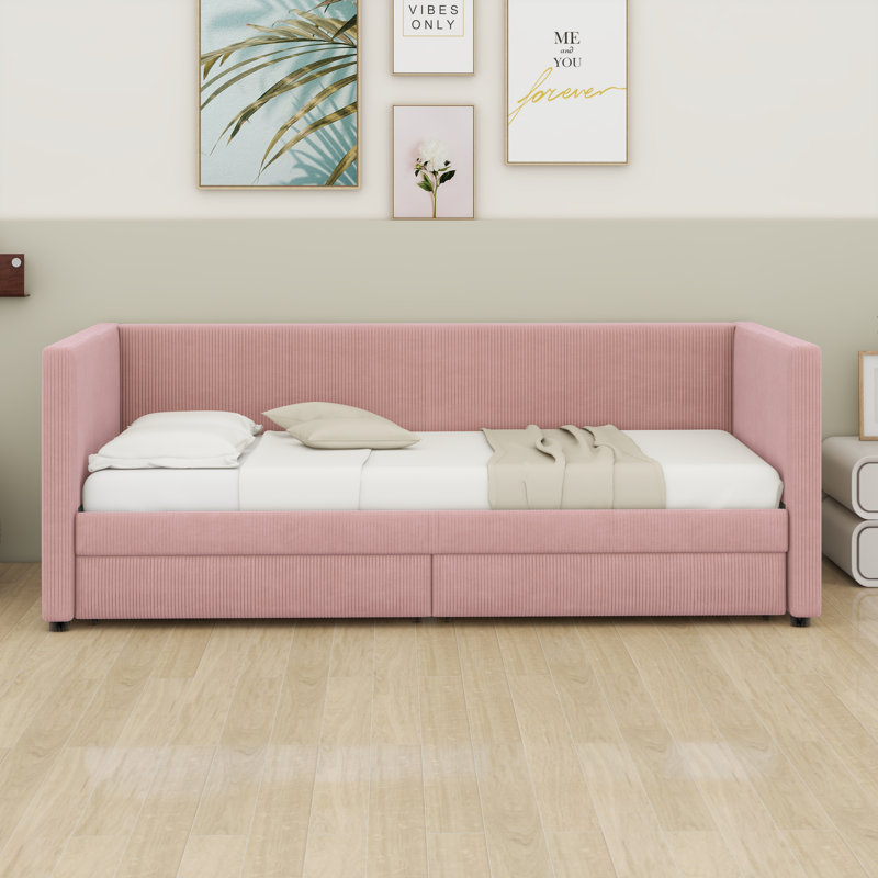 Daybed With Two Drawers, Pink